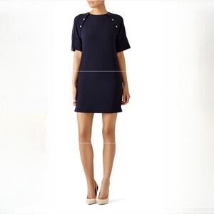 Theory Athrina Admiral Shift Dress Navy Blue Short Sleeve with Pockets Size 4